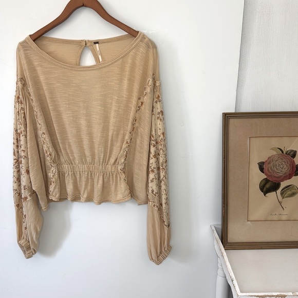 FREE PEOPLE Throwback Top Sand Combo Sz XS - Picture 2 of 16